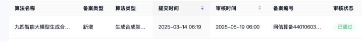 九四智能再获权威背书大模型生成合成算法通过国家网信办备案(图1)